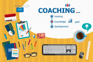 Obraz premium Coaching design and flat design illustration concepts 