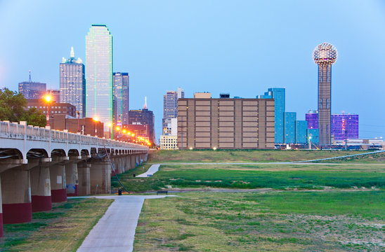 Downtown Dallas, Texas skyline at the blue hour