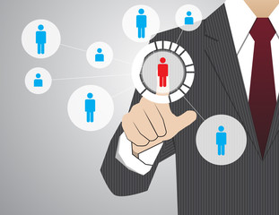 Businessman working with modern virtual technology, hand touchin