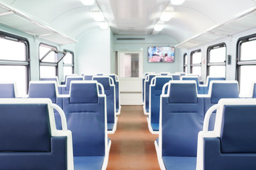 Fototapeta premium Interior of a train passenger coach