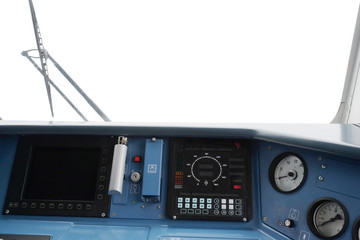 Interior of a train operator's cab