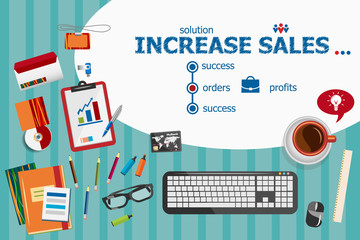 Increase sales design and flat design illustration concepts