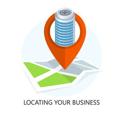 Location Icon. Locating Your Business. Flat Design.