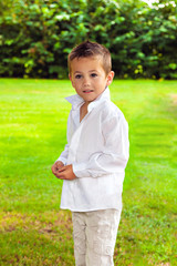 Little boy in white shirt