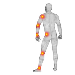 3D wireframe anatomy with pain