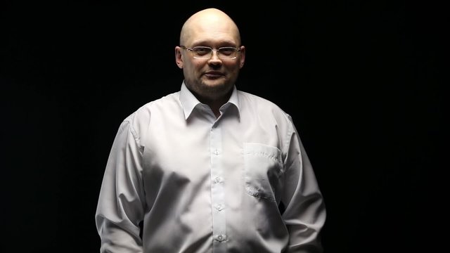 Adult man touching himself chest 