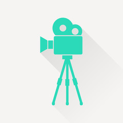 Movie camera on tripod icon