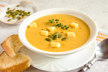 Pumpkin soup with cheese