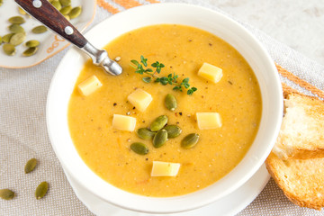 Pumpkin soup with cheese