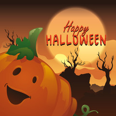 Halloween pumpkin on spooky background