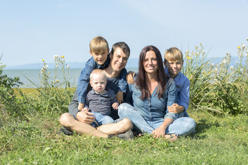 Portrait of a Family having fun at the beach