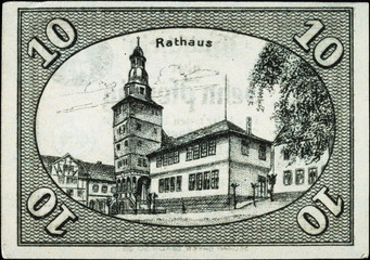 Historische Banknote, Notgeld, 15. Juni 1920, Zehn Pfennig, Deutschland