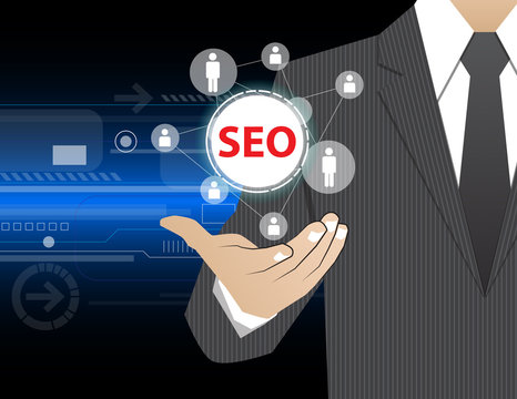 Concept Businessman in his hands ,SEO (or Search Engine Optimiza