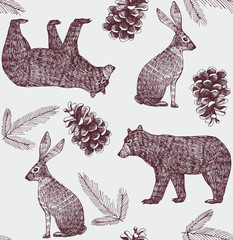 hand drawn winter trendy seamless background