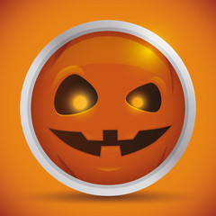 Halloween Pumpkin Glossy Round Icon