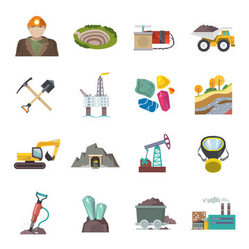 Mining Icons Flat
