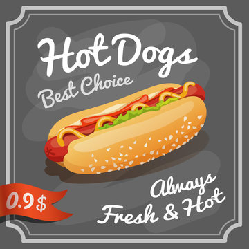chalk style HOT DOG sign chalkboard look WEDDING PARTY EVENTS poster hotdog 