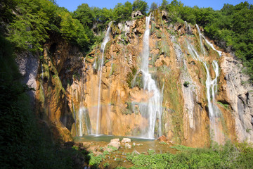 Fototapeta na wymiar Great waterfall in Plitvice National Park
