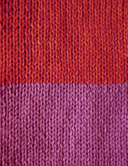 Red and purple striped stocking stitch knitting