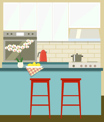 flat kitchen. vector illustration