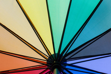 Regenbogenschirm von unten fotografiert
