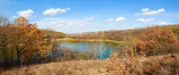 Lake in the yellow autumn forest