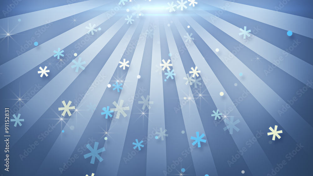 Poster snowflake shapes falling in circular rays
