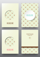 Set of brochures. Vintage style. Seamless pattern