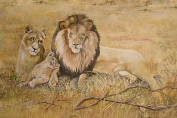 Naklejka premium Pride of lions on vacation