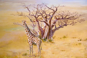 Fototapete Rund A giraffe, Kenya © elennadzen