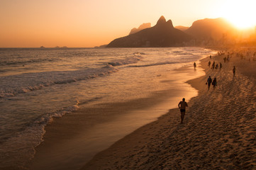 Warm Sunset in Ipanema Beach in Rio de Janeiro
