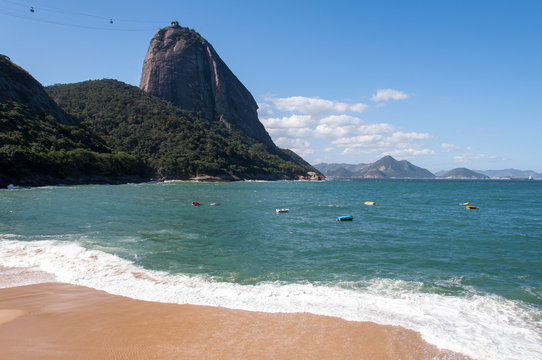 The Red Beach and the Sugarloaf Mountain in Rio de Janeiro