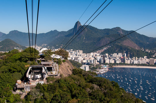 Urca Mountain with Cable Car Station in Rio de Janeiro