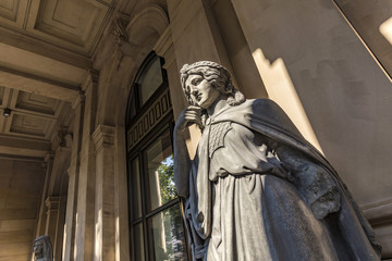 Fototapeta premium statue at frankfurt stock exchange with the female greek godness