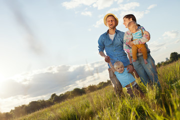 happy family spending time in the park