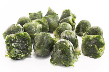 Parsley frozen in ice cubes