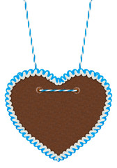 blue white empty gingerbread heart isolated on white background