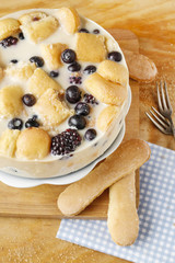 Blueberry cheesecake with ladyfinger biscuits