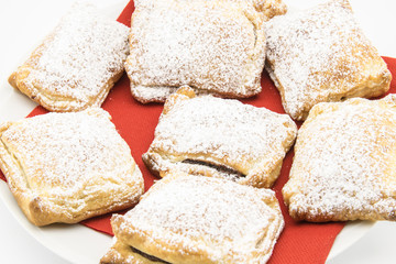 biscuits of puff pastry stuffed with chocolate