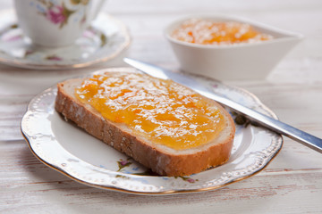 Slices of bread with jam