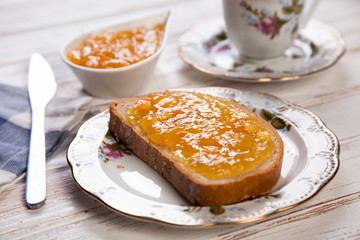 Slices of bread with jam