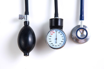 Blood pressure meter medical equipment isolated on white