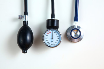 Blood pressure meter medical equipment isolated on white