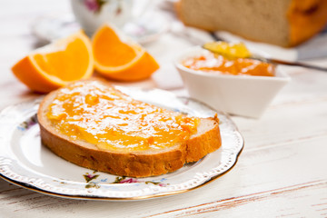 Slices of bread with jam