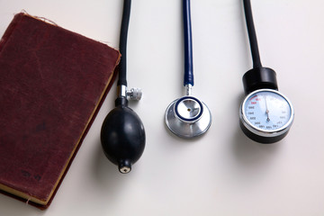 Blood pressure meter medical equipment isolated on white