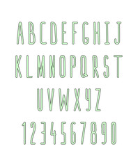 Set of letters and numbers, handmade. Sketch font