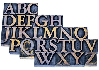 alphabet abstract in letterpress wood type