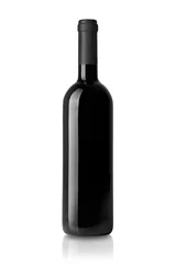 Fotobehang Weinflasche isoliert auf weißem Hintergrund © TrudiDesign