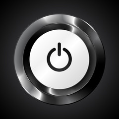 Black metallic vector power button