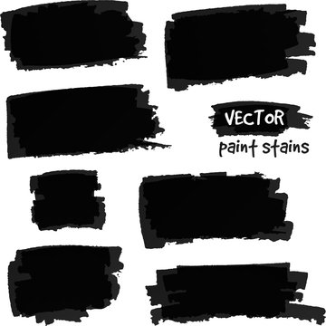 Black paint spots vector set